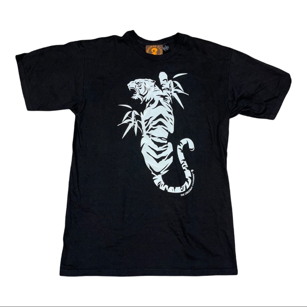 The Original Clothing Men’s Black T-Shirt with Tiger Graphic Size Medium